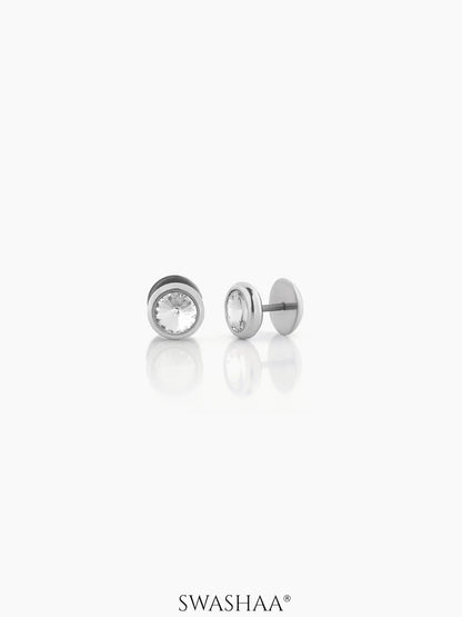 Emo Solitaire Silver Men's Studs Earrings