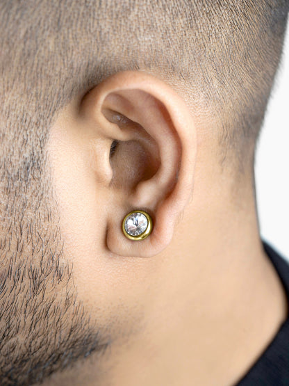 Emo Solitaire 18K Gold Plated Men's Studs Earrings