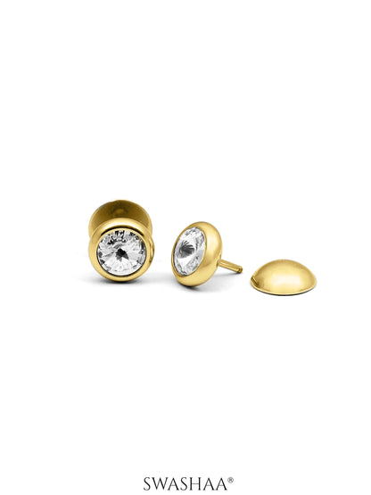 Emo Solitaire 18K Gold Plated Men's Studs Earrings