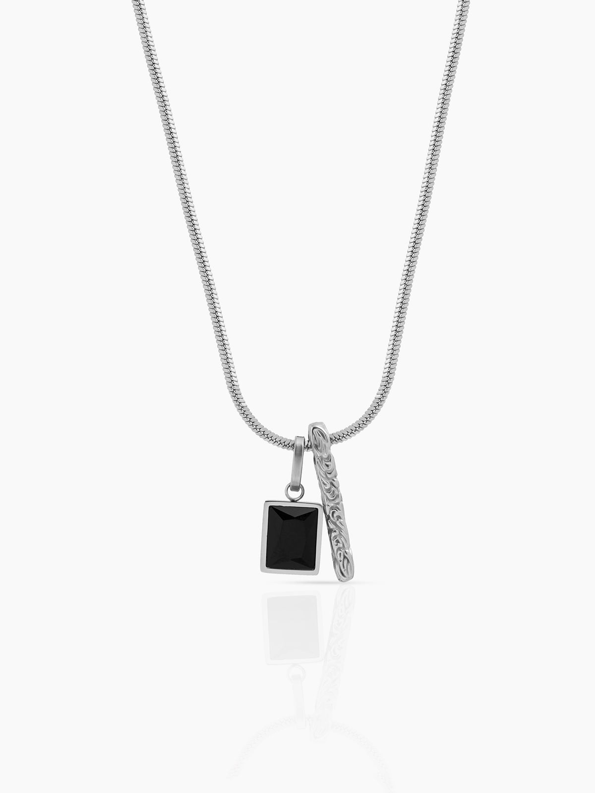 Emrin Black Emerald Men's Silver Chain Pendant