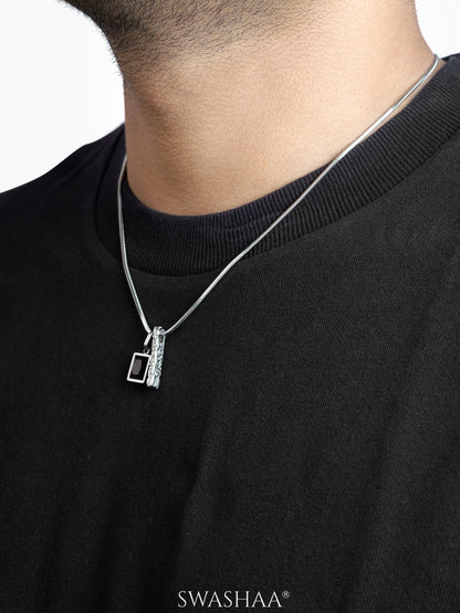 Emrin Black Emerald Men's Silver Chain Pendant