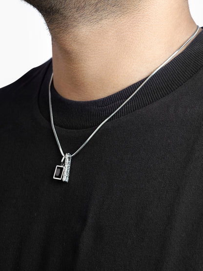 Emrin Black Emerald Men's Silver Chain Pendant