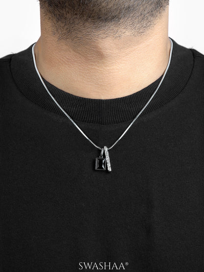 Emrin Black Emerald Men's Silver Chain Pendant