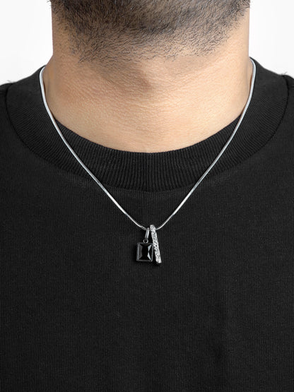 Emrin Black Emerald Men's Silver Chain Pendant