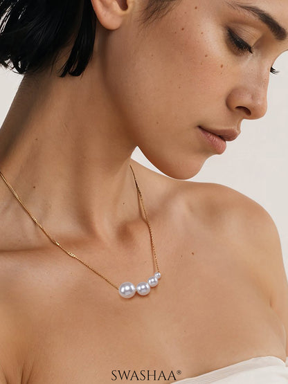 Erika Pearls Charm 18K Gold Plated Necklace