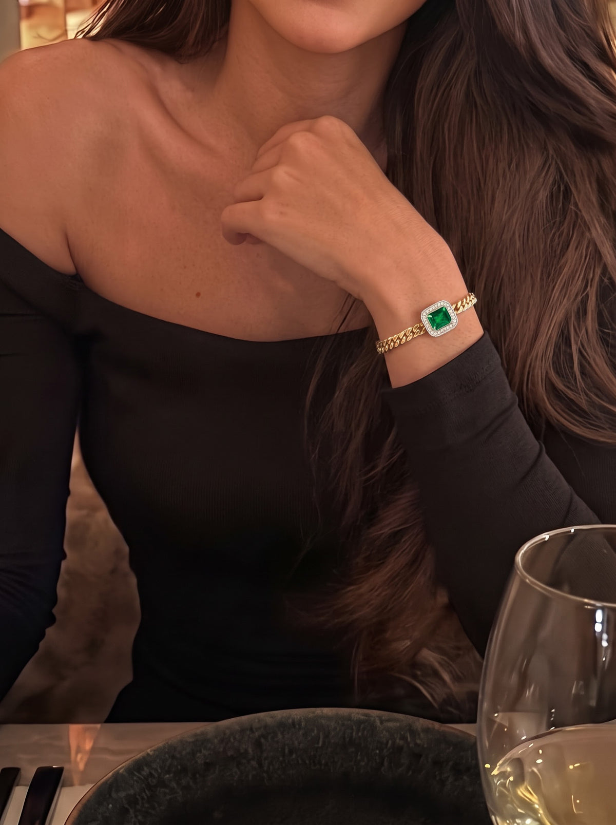 Erin Green Emarald 18K Gold Plated Loose Bracelet