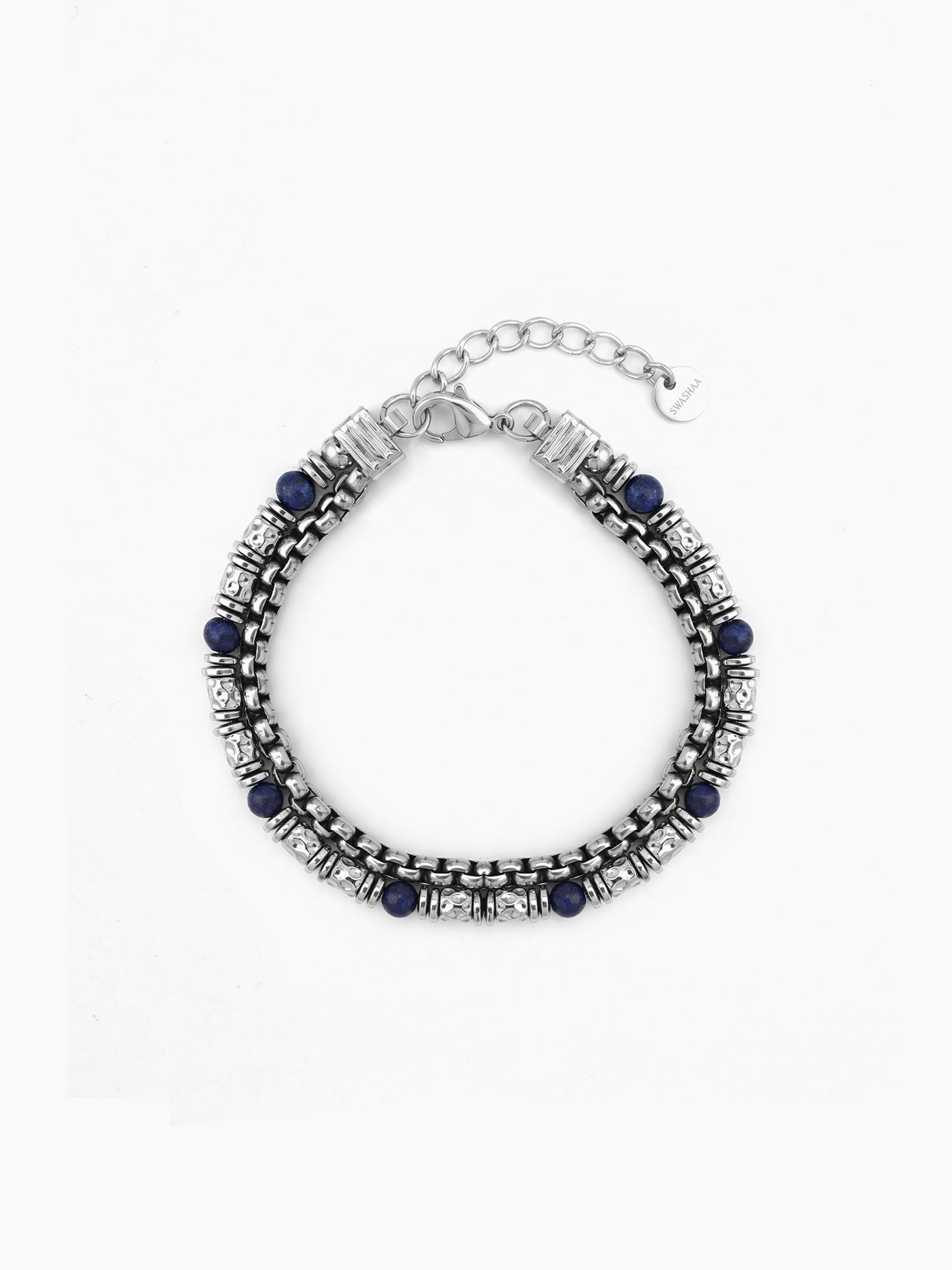 Ester Silver Beaded Men’s Chain Bracelet