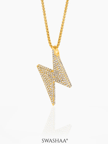 Etash Lightning Bolt 18K Gold Plated Men's Chain Pendant