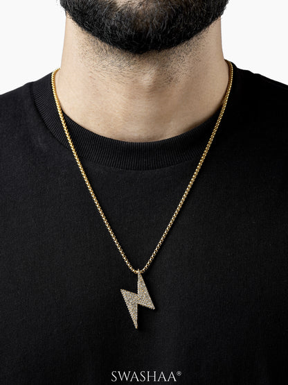 Etash Lightning Bolt 18K Gold Plated Men's Chain Pendant