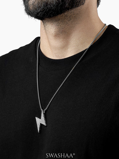 Etash Lightning Bolt Silver Men's Chain Pendant