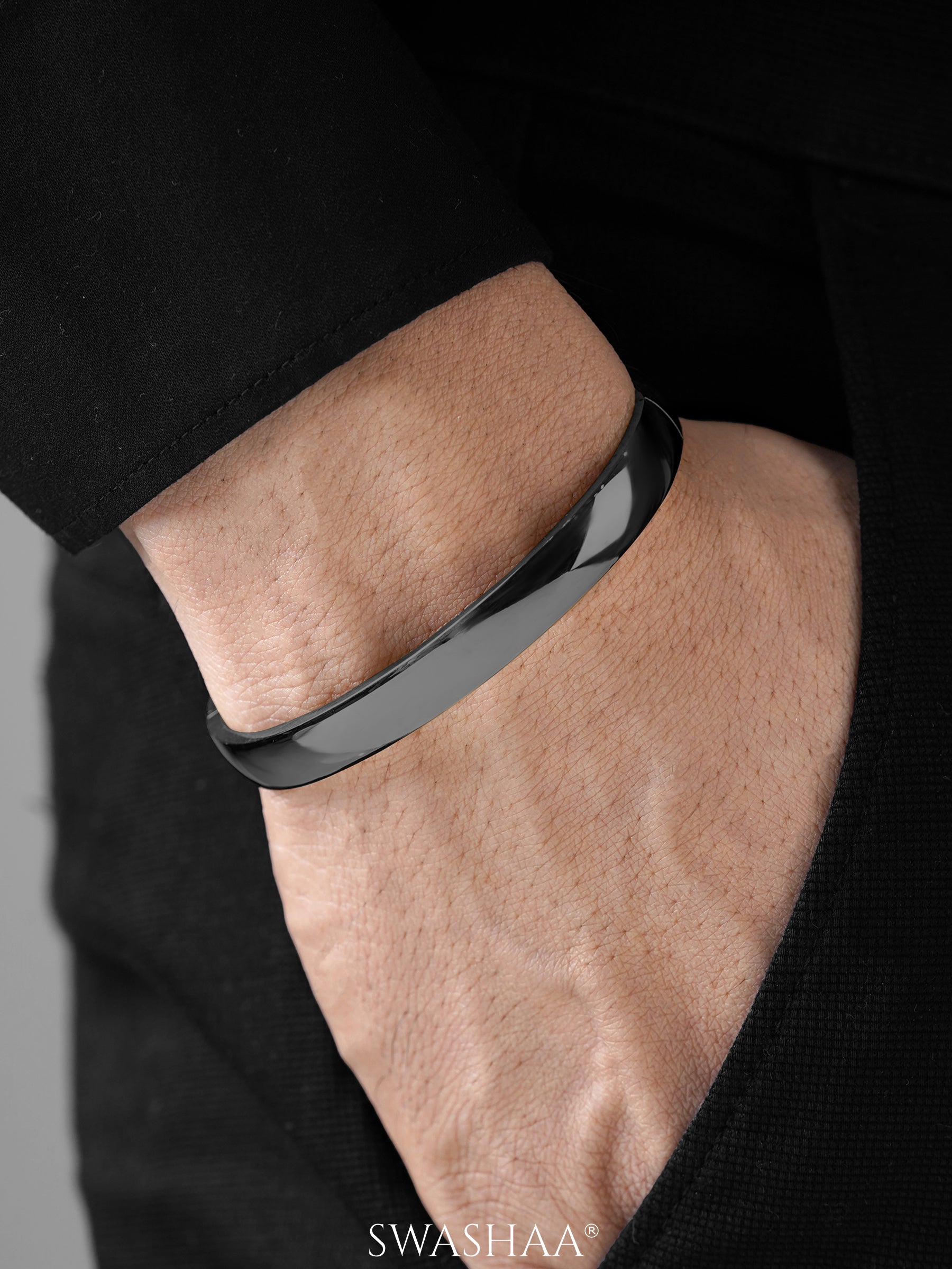 Ethan Glossy Black Men's Kada