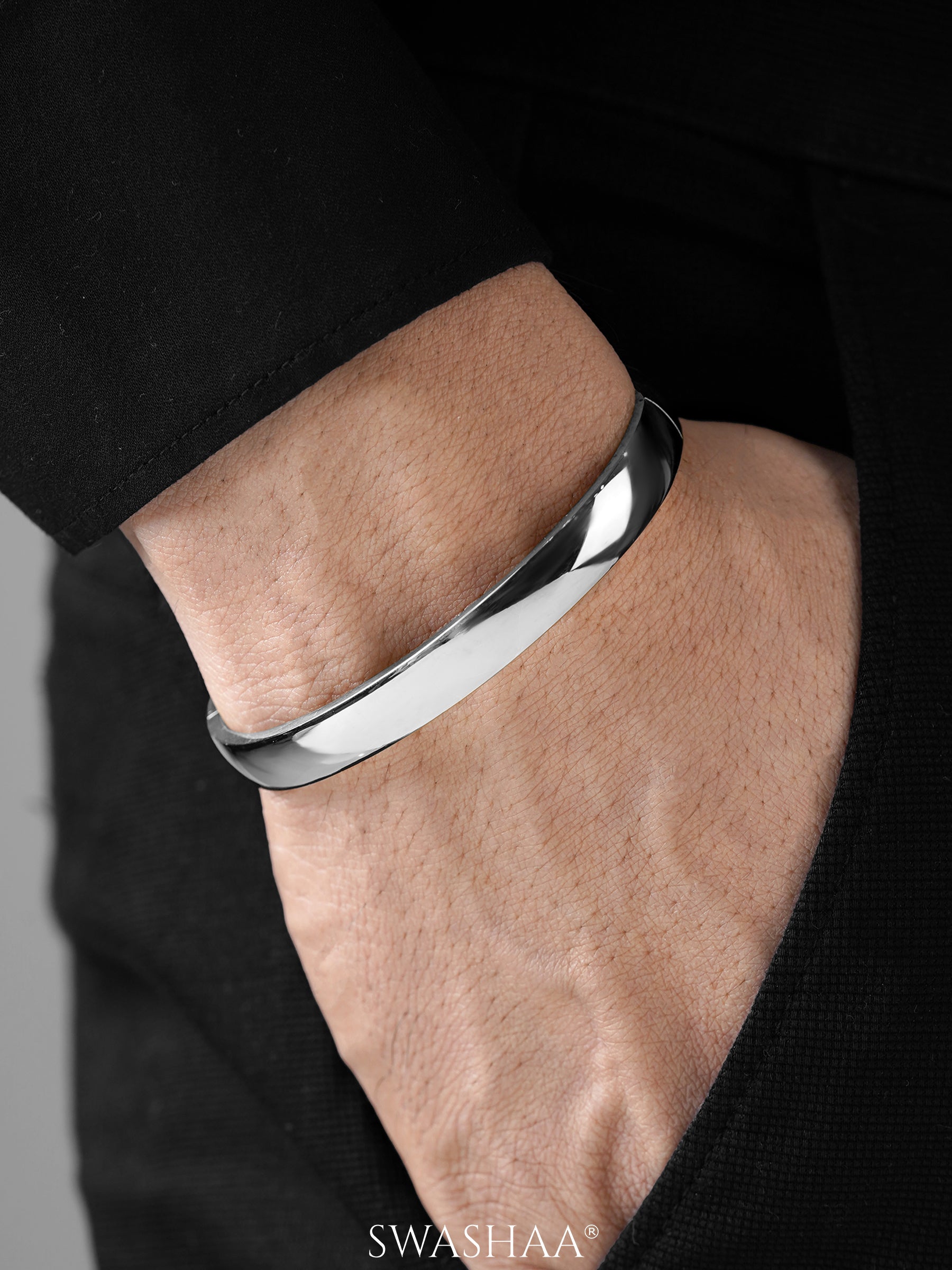 Ethan Glossy Silver Men's Kada