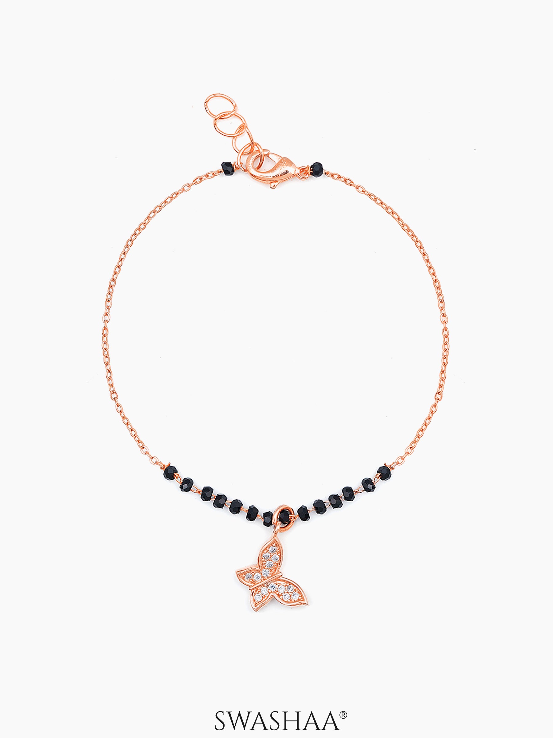 Eva Butterfly Rosegold Plated Mangalsutra Bracelet