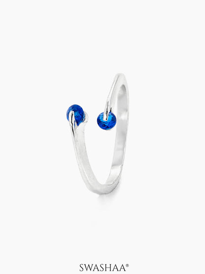 Evan Solitaire Blue Silver Ring