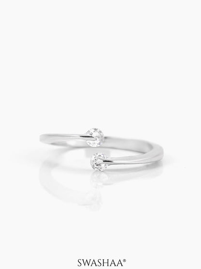Evan Solitaire White Silver Ring