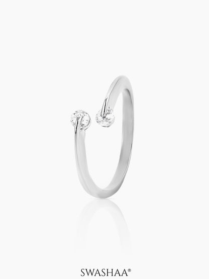 Evan Solitaire White Silver Ring