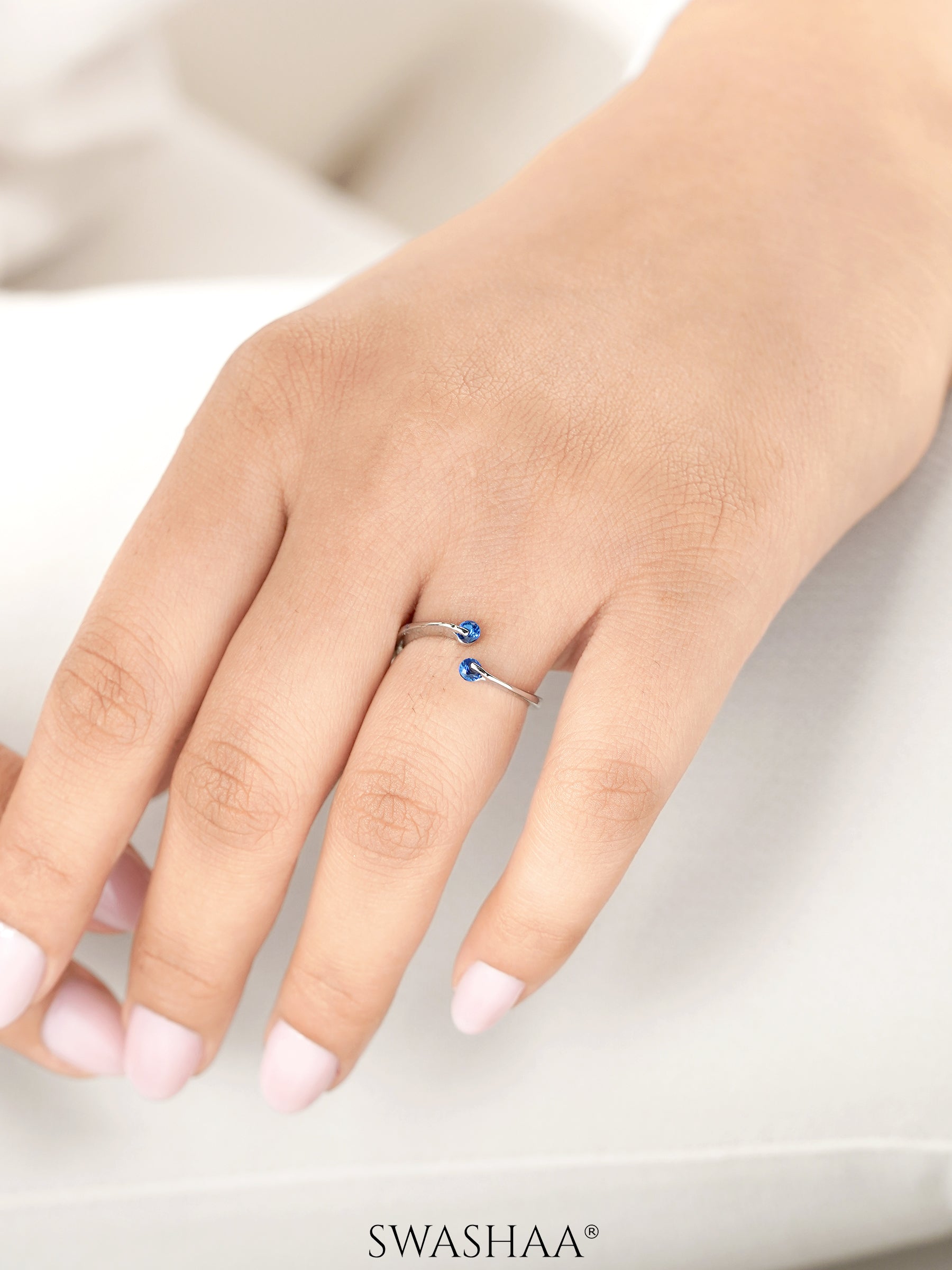Evan Solitaire Blue Silver Ring