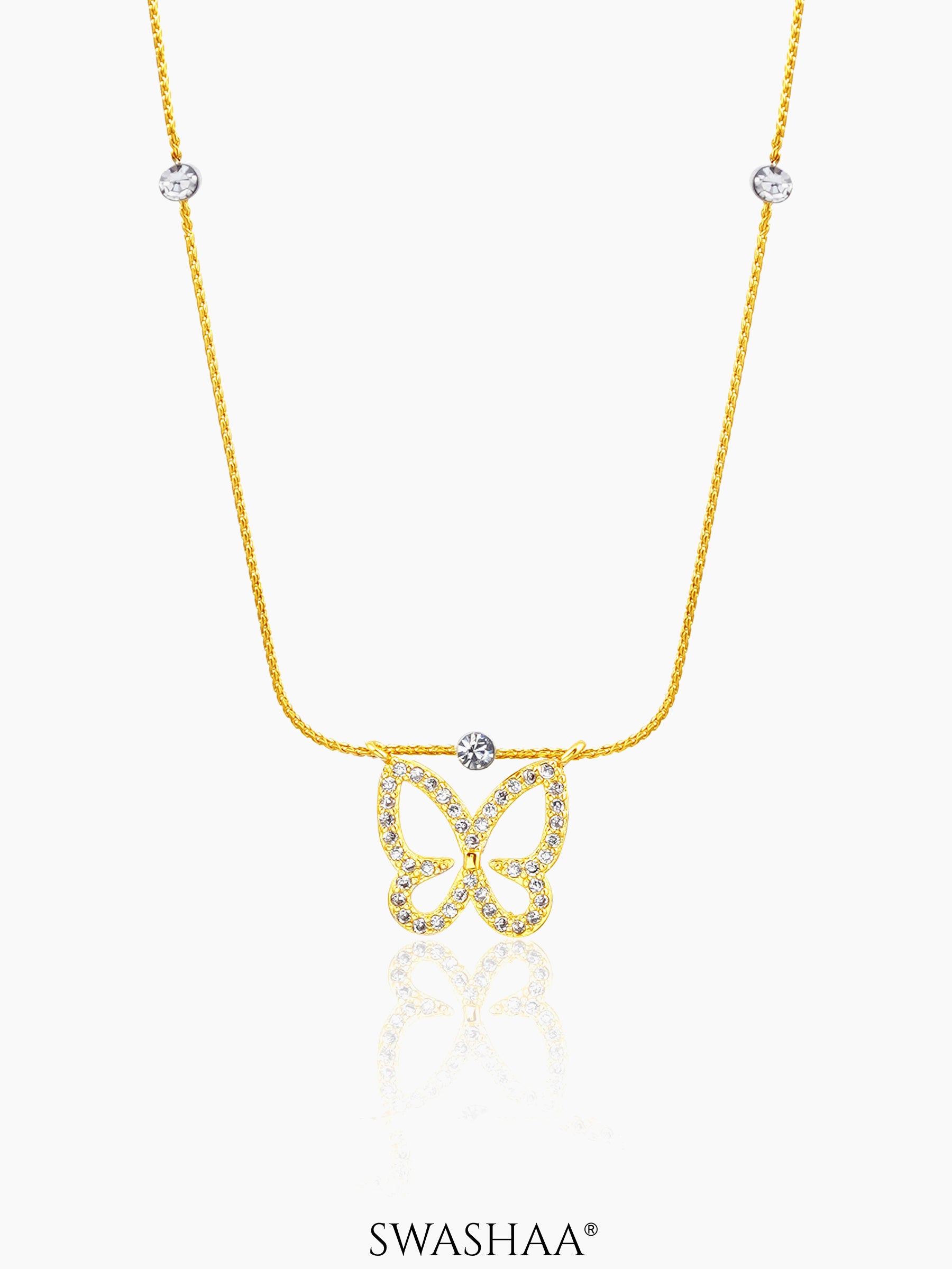 Evania Butterfly Charm 18K Gold Plated Chain Pendant Necklace