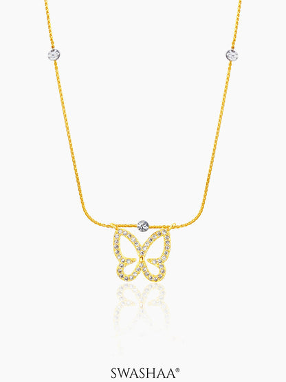 Evania Butterfly Charm 18K Gold Plated Chain Pendant Necklace 