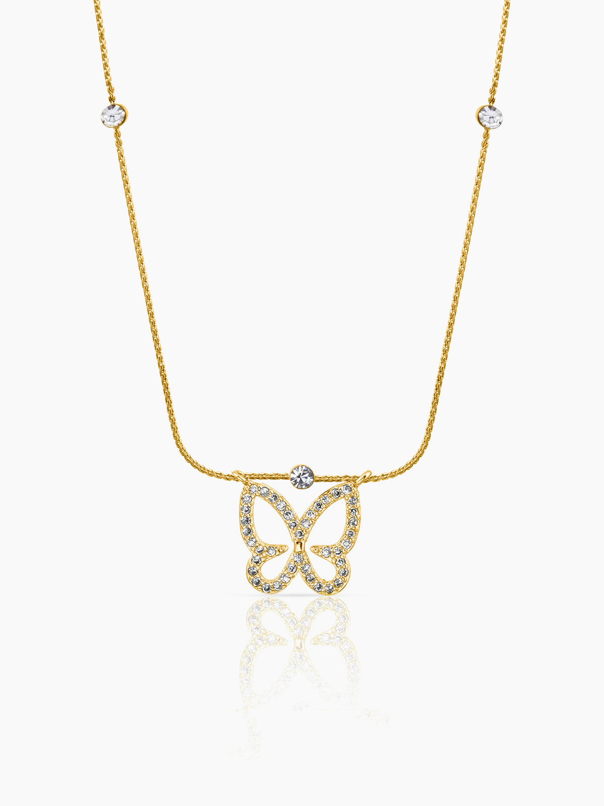 Evania Butterfly Charm 18K Gold Plated Chain Pendant Necklace 