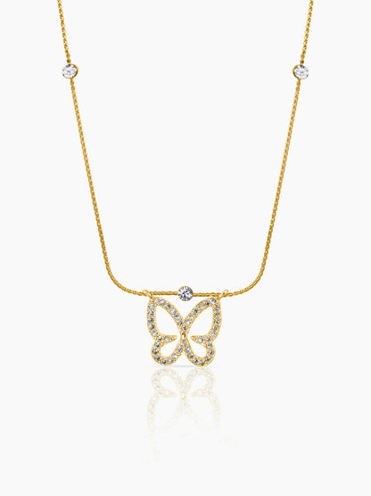 Evania Butterfly Charm 18K Gold Plated Chain Pendant Necklace 