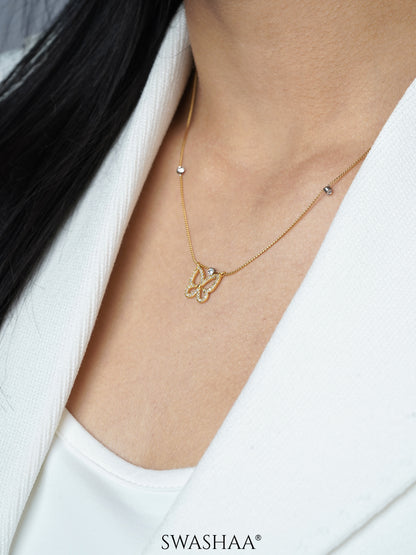 Evania Butterfly Charm 18K Gold Plated Chain Pendant Necklace 