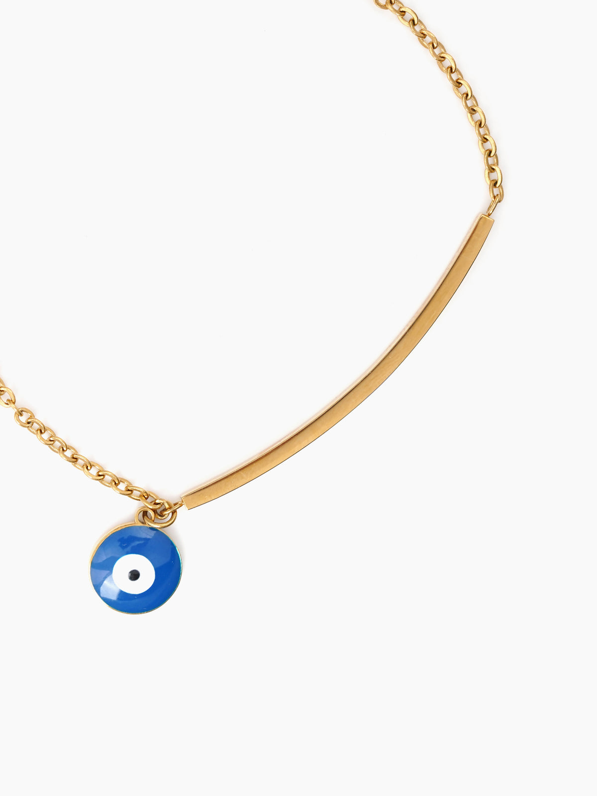 Evil Eye Blue Dangling 18K Gold Plated Bar Men's Bracelet