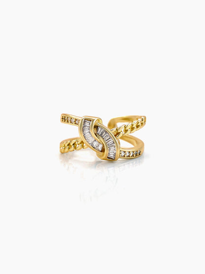 Faith Curved Bands Interlink 14K Gold Plated Ring
