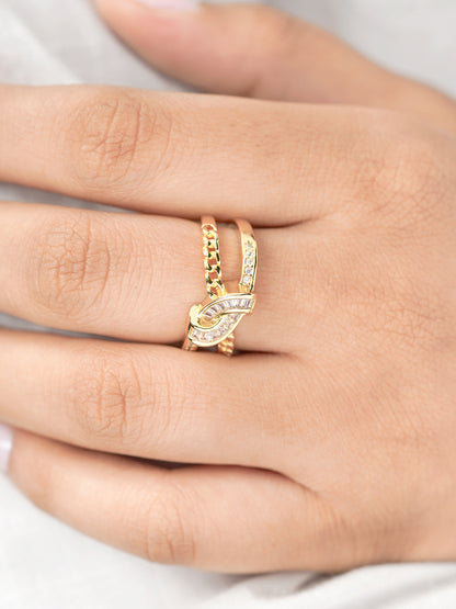 Faith Curved Bands Interlink 14K Gold Plated Ring