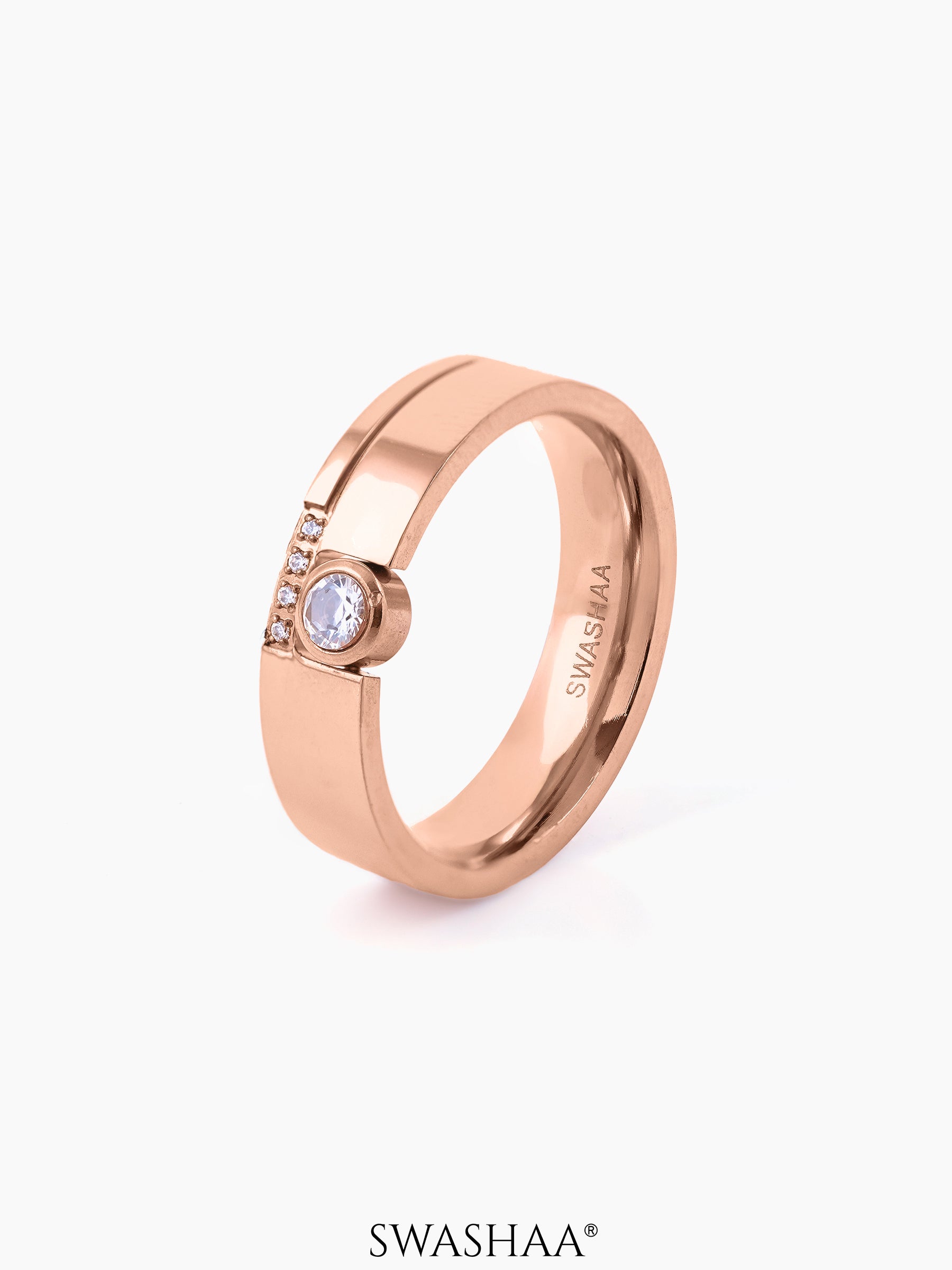 Faizo Diamond Rosegold Plated Band Men's Ring