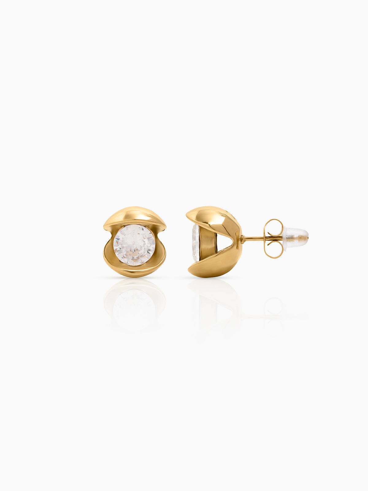 Faustina Solitaire 18K Gold Plated Women's Stud Earrings