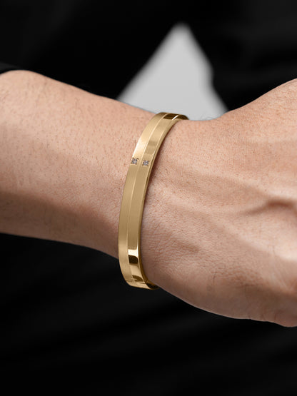Felipe Twin Crystal 18K Gold Plated Men's Kada
