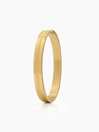 Felix line Textured 18K Gold Plated Men's Solid Band Bracelet  
