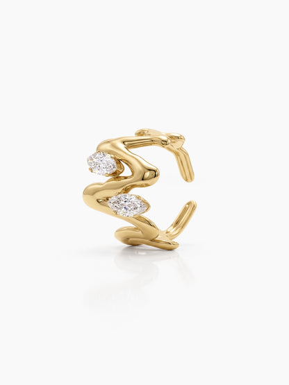Fenella Diamond Solitaire Wave 18K Gold Plated Women's Ring