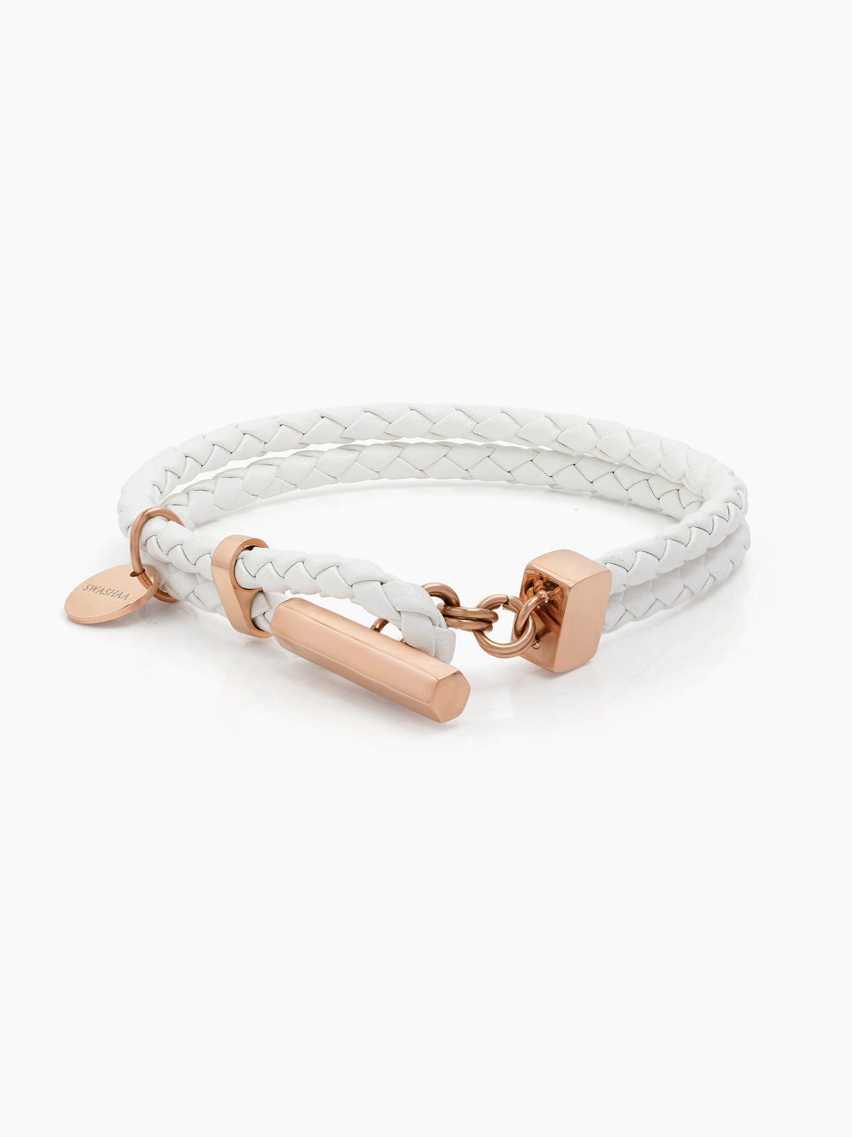 Fenric White - Rosegold Plated Men's Leather Bracelet
