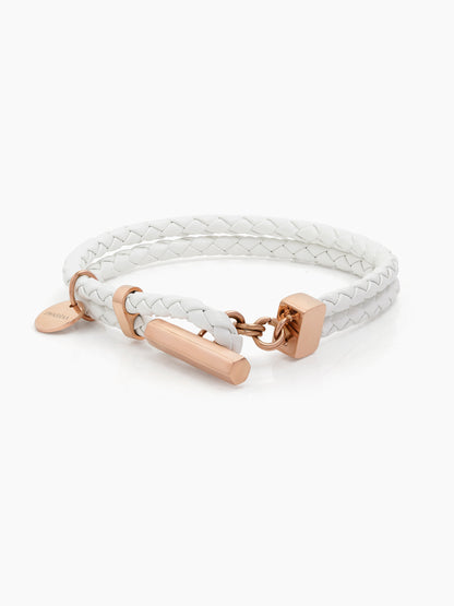 Fenric White - Rosegold Plated Men's Leather Bracelet