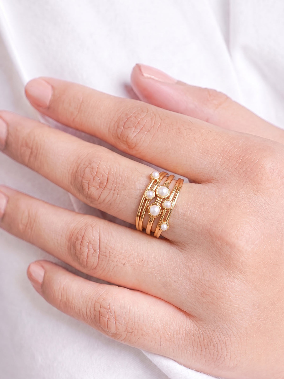 Feroza Pearl 18K Gold Plated Women's Rings