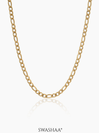 Figaro Alternating Link 18K Gold Plated 3MM Men's Chain