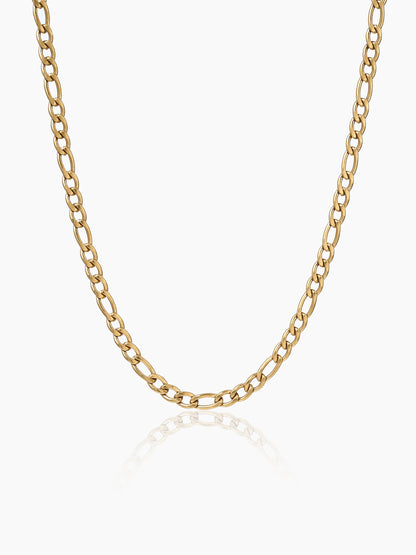 Figaro Alternating Link 18K Gold Plated 4MM Men's Chain