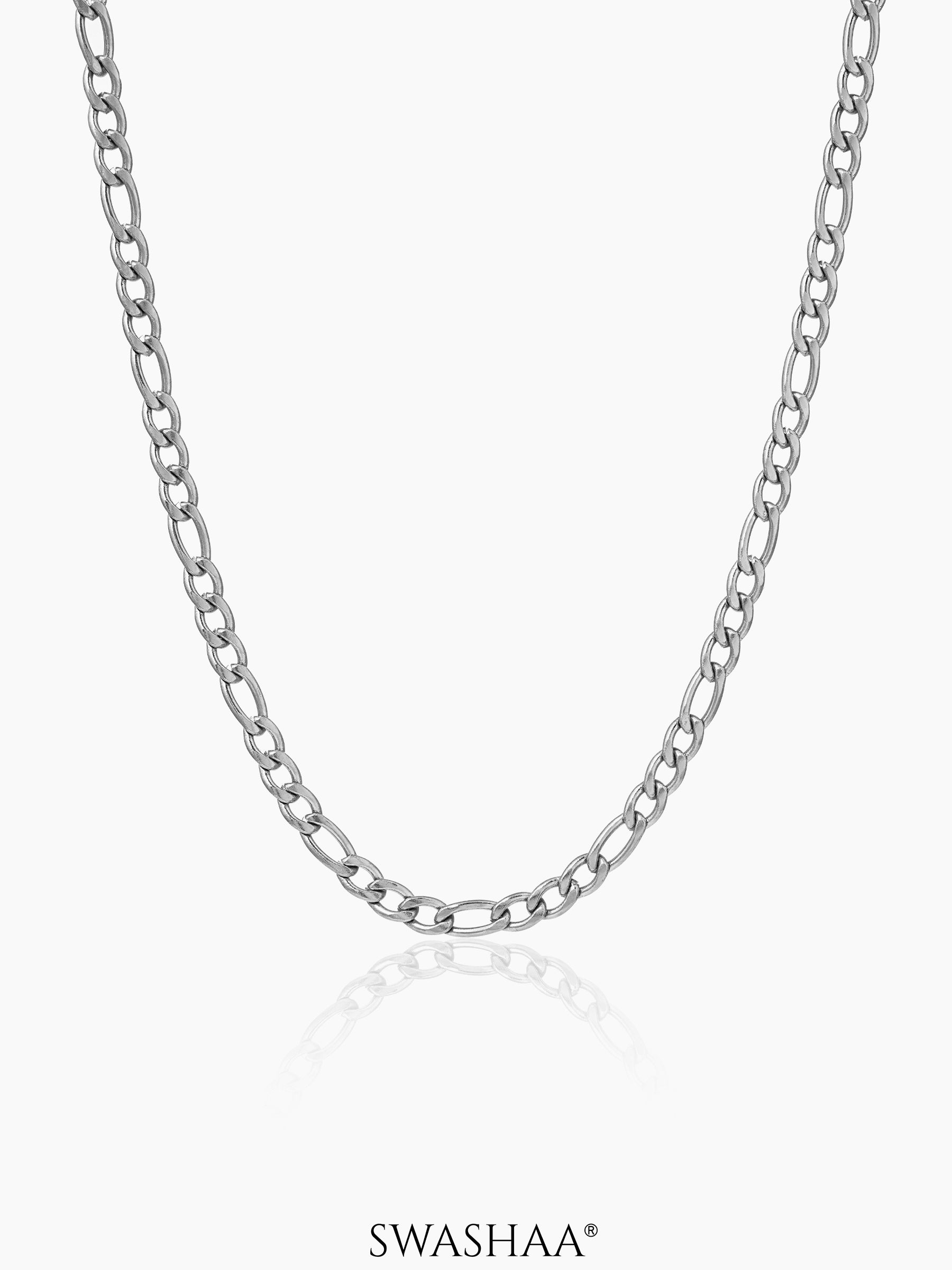 Figaro Alternating Link Silver 3MM Men's Chain