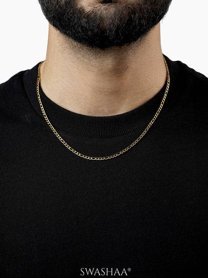 Figaro Alternating Link 18K Gold Plated 3MM Men's Chain