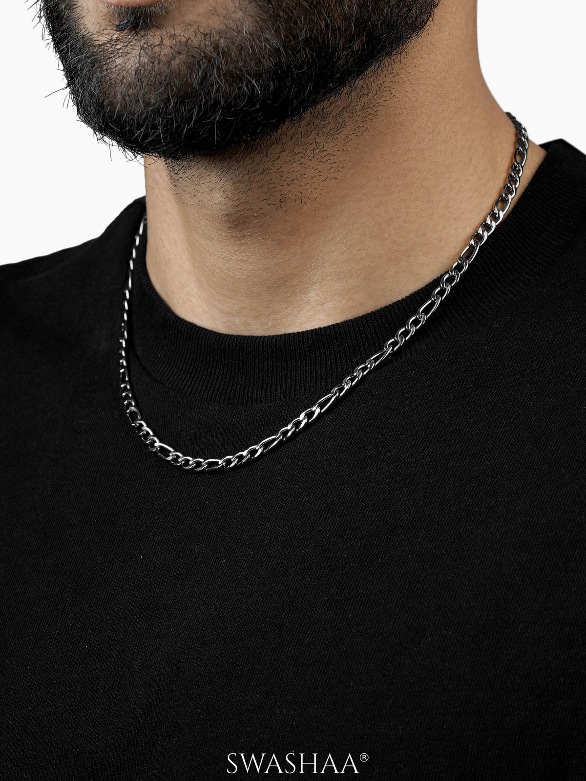 Figaro Alternating Link Silver 5MM Men's Chain