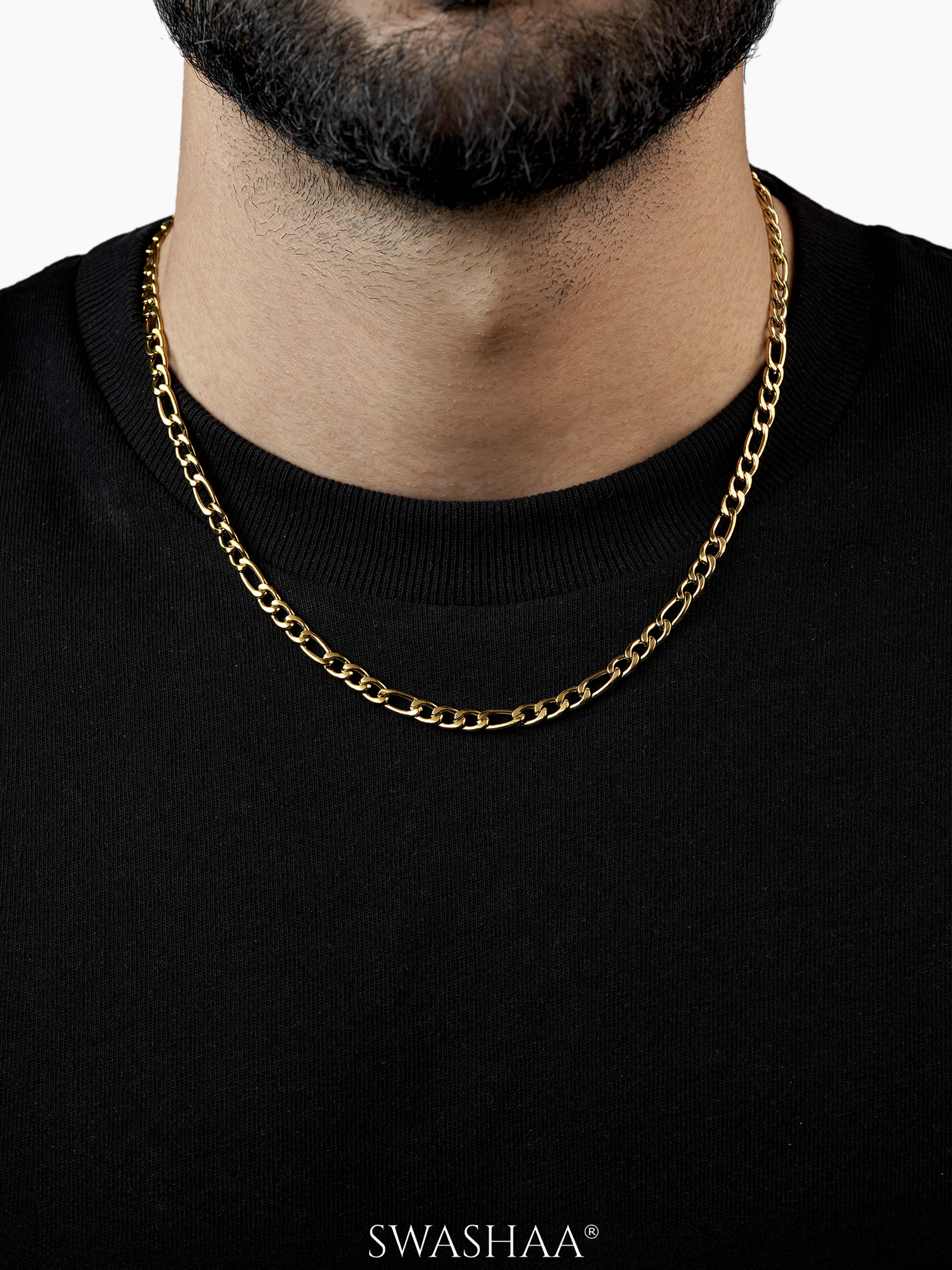 Figaro Alternating Link 18K Gold Plated 5 MM Men's Chain