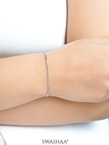 Figaro Chain 2MM Sliver Women's  Bracelet