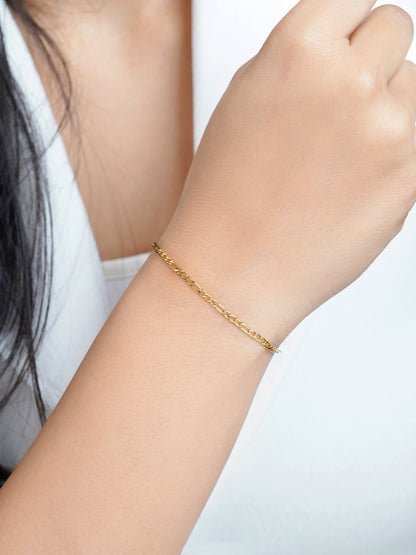 Figaro Chain 2MM 18K Gold Women's Bracelet