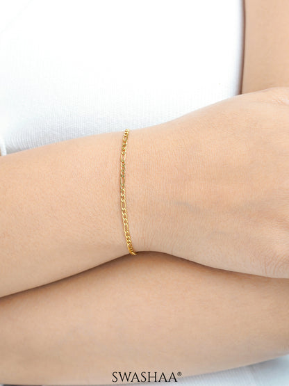 Figaro Chain 2MM 18K Gold Women's Bracelet