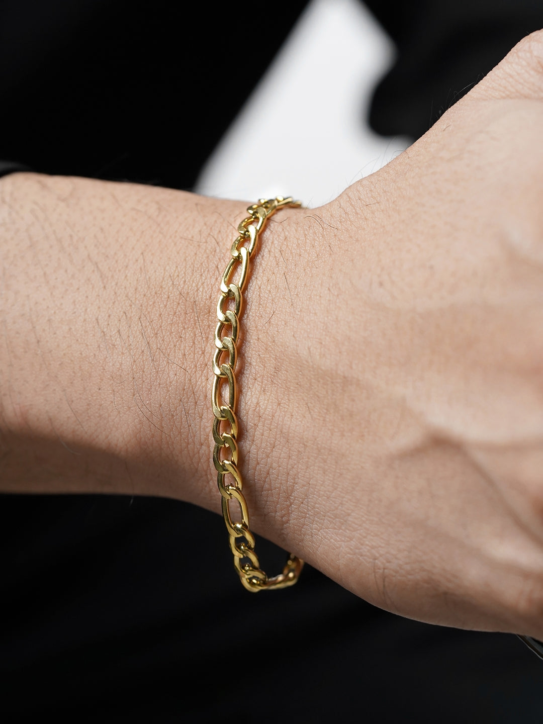 Figaro Chain Link 18K Gold Plated 5 MM Men's Bracelet