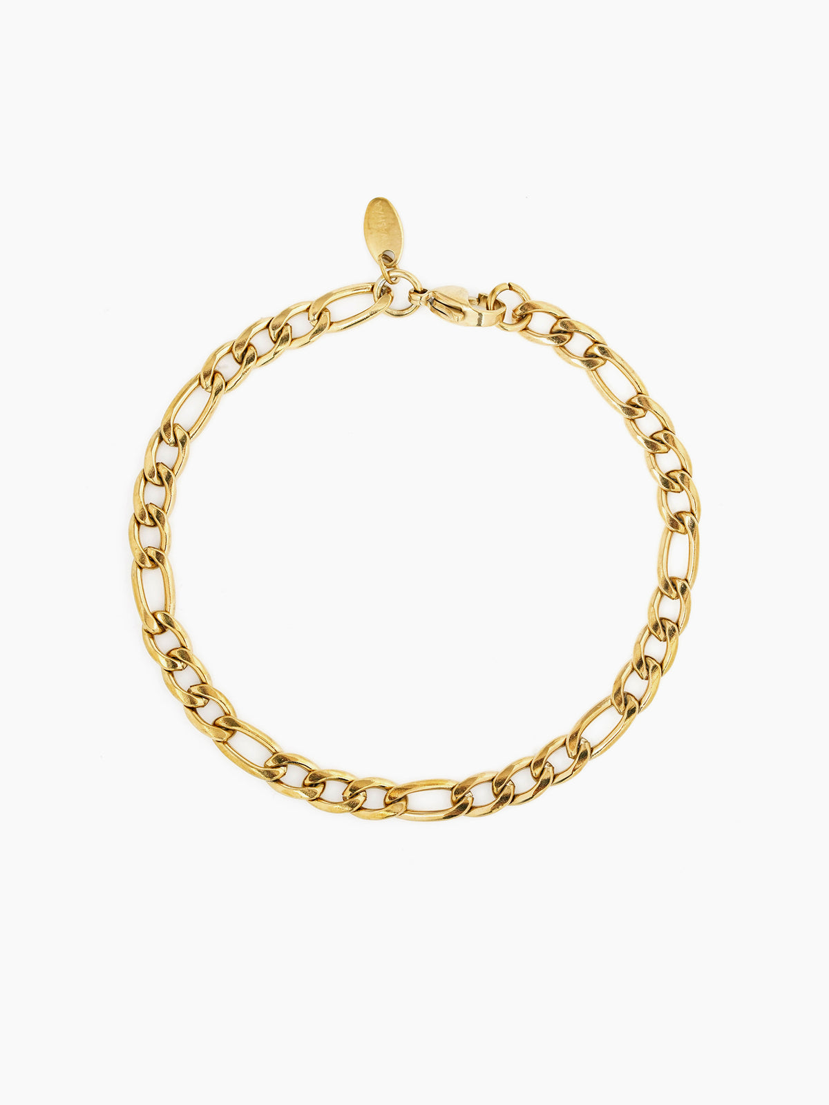 Figaro Chain 5MM 18K Gold Plated Men's Bracelet