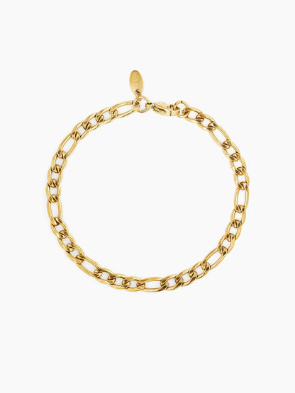 Figaro Chain 5MM 18K Gold Plated Men's Bracelet