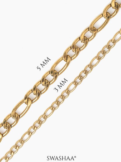 Figaro Alternating Link 18K Gold Plated Men's Chain